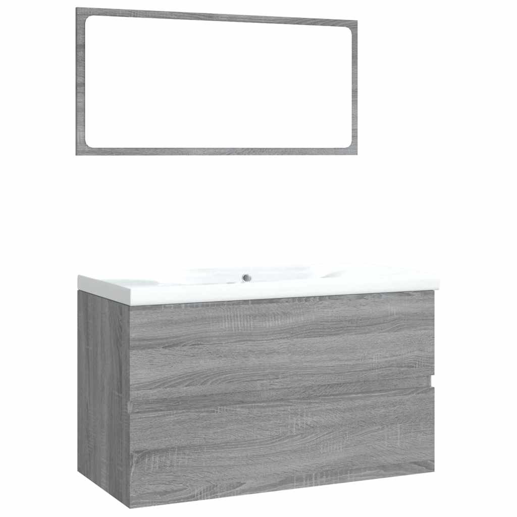 Bathroom Furniture Set Gray Sonoma Particleboard