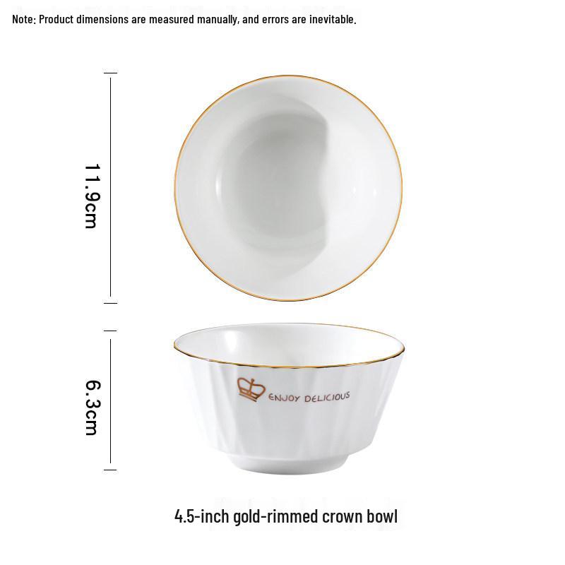 

Nordic Style Gold-Rimmed Bone China Plate - Versatile for Dinner, Soup, and Salad