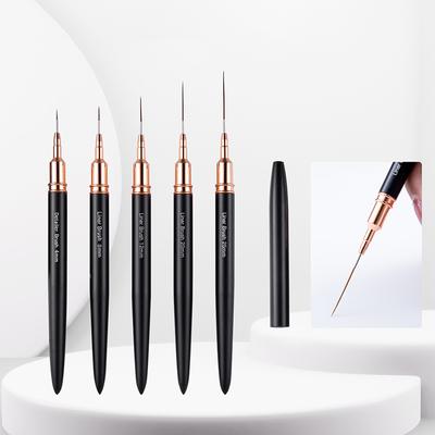 Nail Liner Diy Drawing Painting Flower Line Stripes Pen 4Mm-25Mm Metal Handle Nail Art Brush With Cover Nail Brushes
