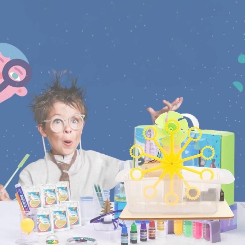 Science Diy Bubble Blower Machine For Kids Wooden Material Assembly Educational Toy