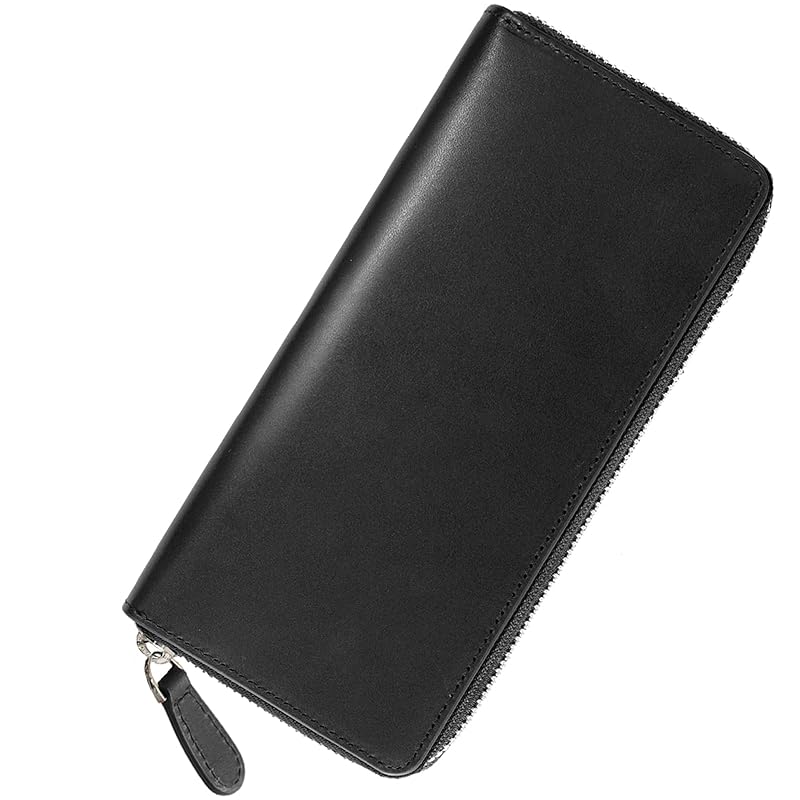 

[Dom Teporna] wallet men s does not inflate long wallet YKK zipper large capacity 17 cards italian leather genuine leather round zipper slim thin