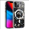 Blue Floral Magnetic Transparent Case for iPhone 15/16/17 Pro Max
