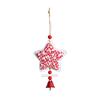 Christmas Wooden Ornaments Red White Heart Bell Star Shaped Hanging Ornament with Bells for Tree Mantel Stair Rail Holiday Decor
