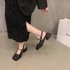 Woman Mary Jane Shoes Square Toe With Medium Heels Closed Sandals for Women Casual 2025 Luxury On Sale Asian Size Korea Footwear