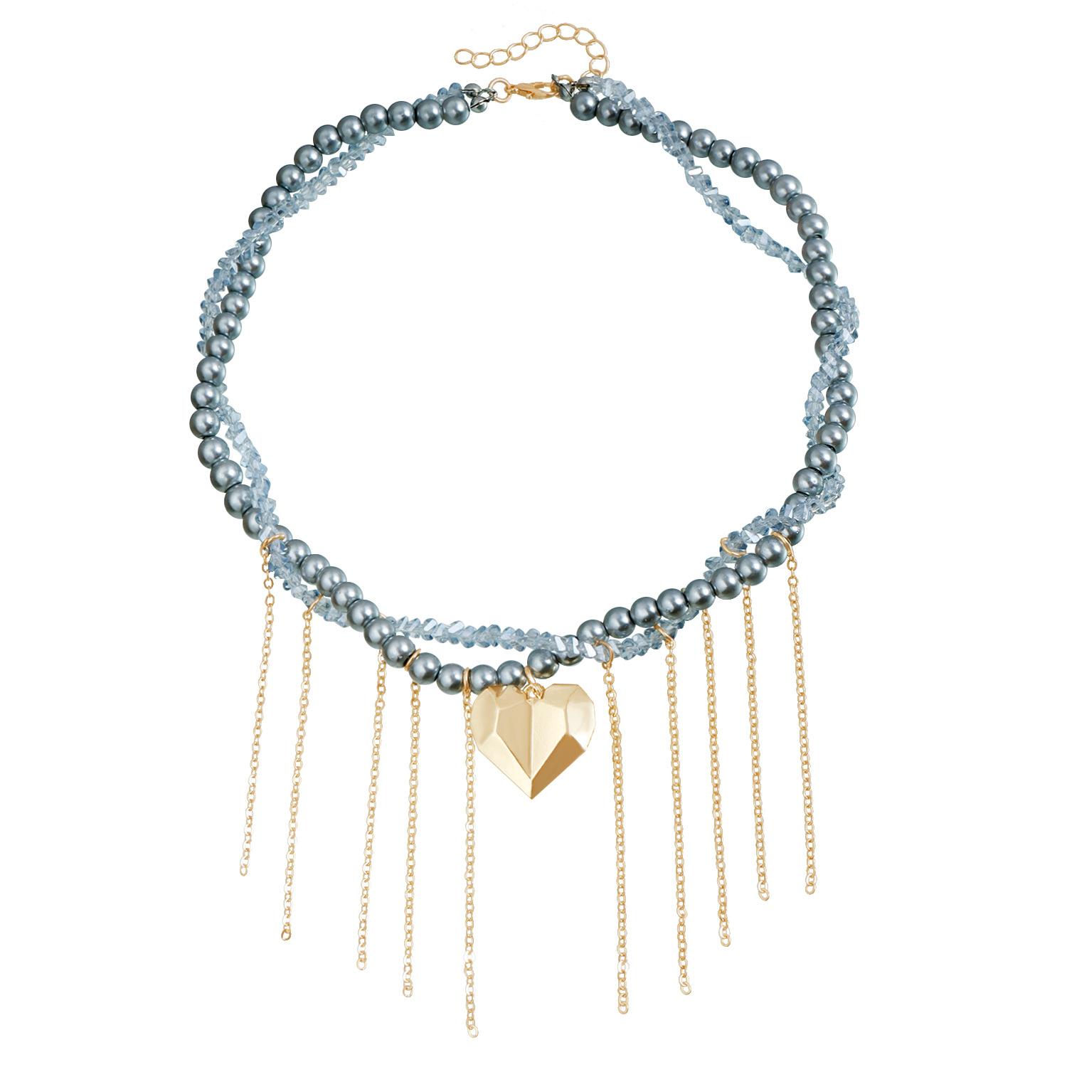 

Ювелирные изделия Премиум Кристалл Любовь Кисточка Ключица Цепочка Европейский Элегантный Стеклянный Ожерелье золотой