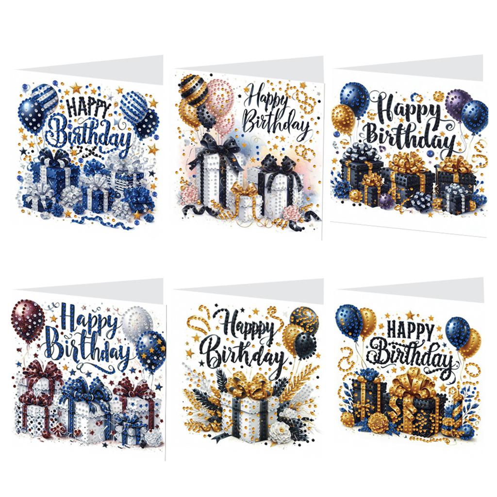 6pcs DIY Diamond Painting Greeting Card Set Rhinestone Diamond Art Mosaic Postcards for Festivals and Celebrations