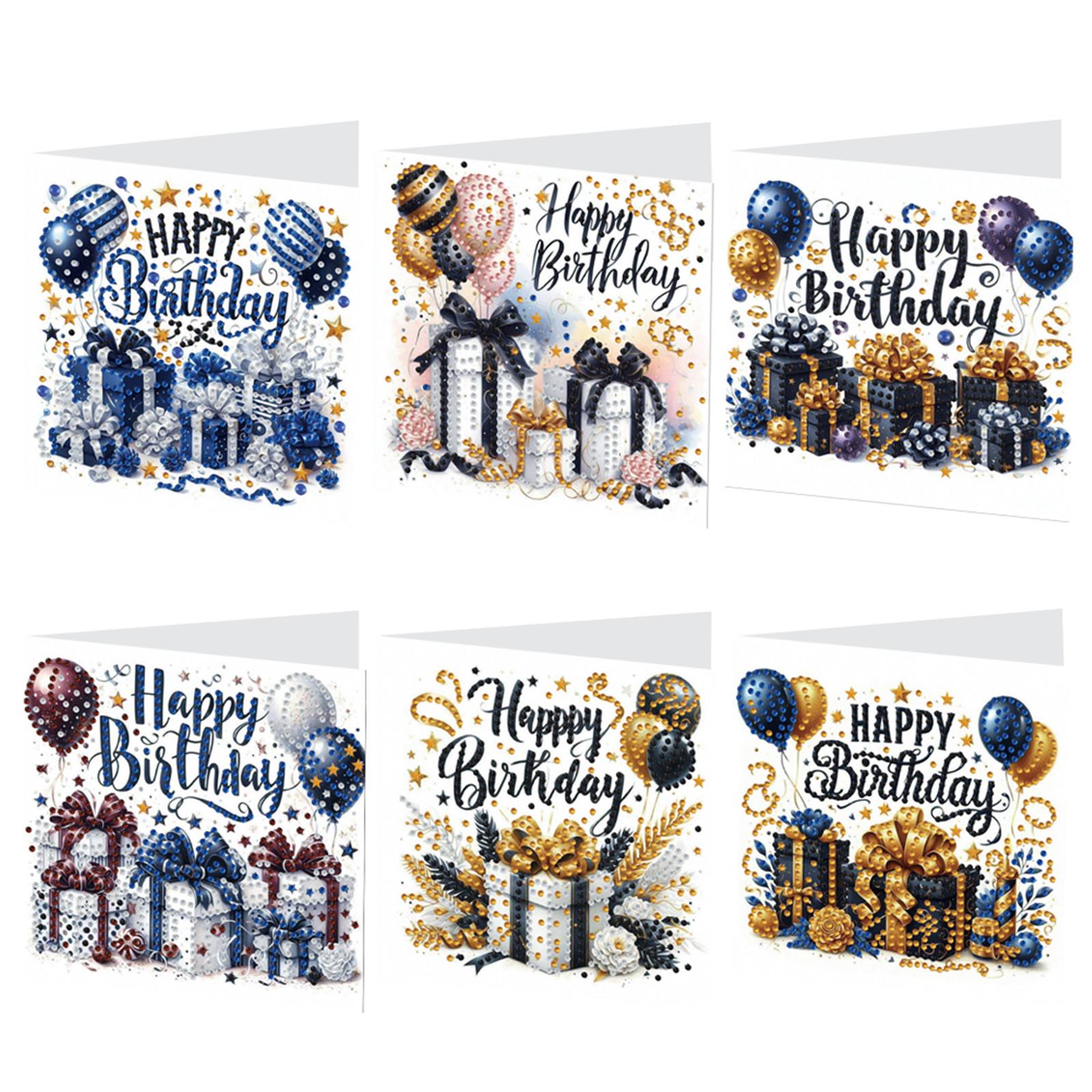 

6pcs DIY Diamond Painting Greeting Card Set Rhinestone Diamond Art Mosaic Postcards for Festivals and Celebrations