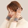 Half-finger gloves autumn and winter women's wool to keep warm cute student versatile dew finger winter knitting leak five fingers