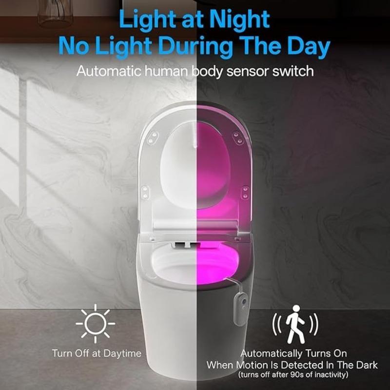 1PC RGB Motion-sensitive Smart Toilet Light, Multi-color Adjustable Bathroom Light, USB Charging, Easy To Install