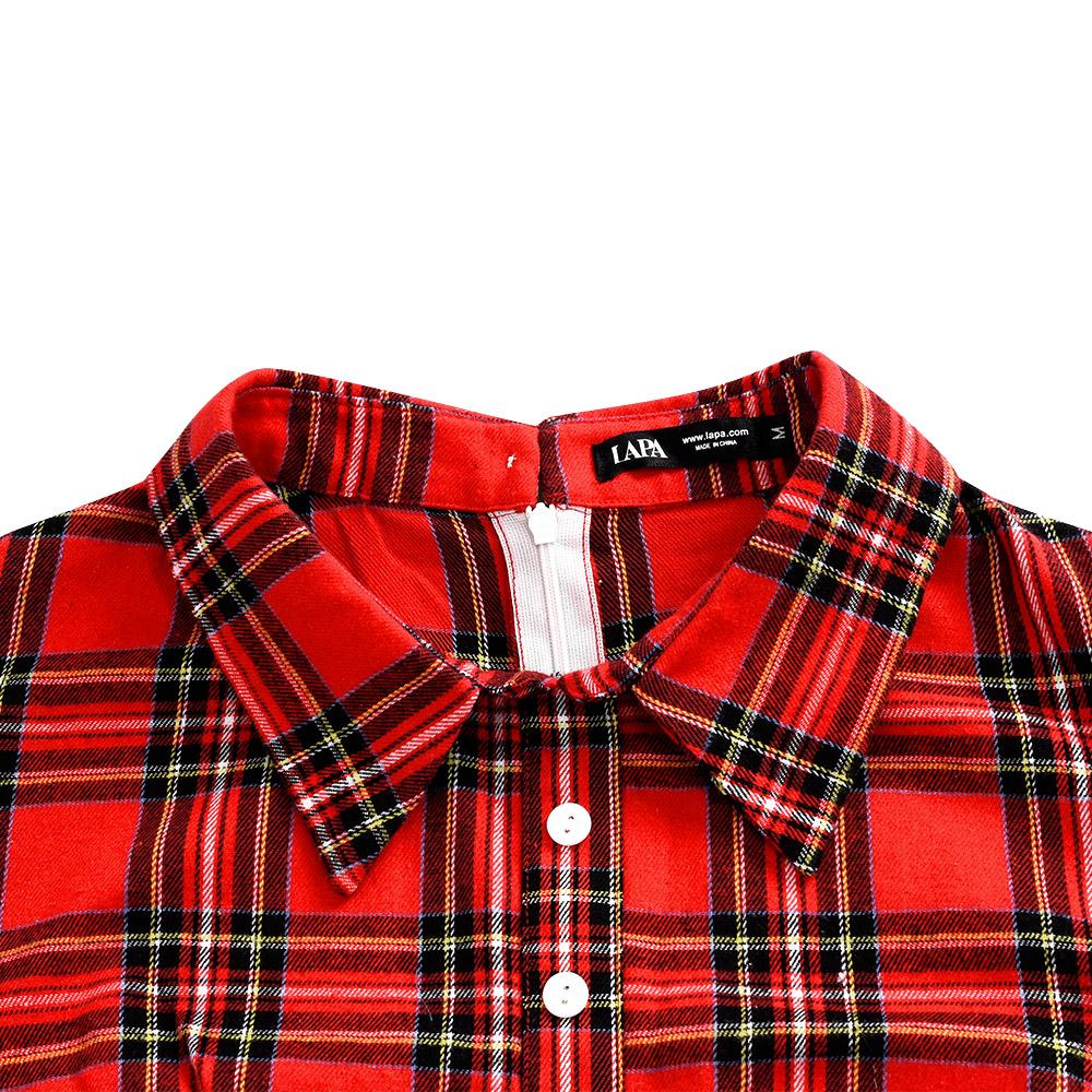 LAPA Women Christmas Red Plaid A Line 