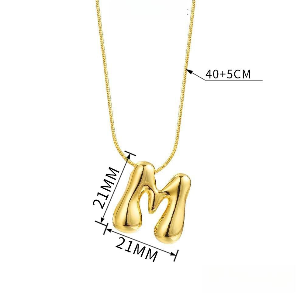 Hot 26 English Letter Necklace Balloon Bubble Chubby Pendant Clavicle Chain