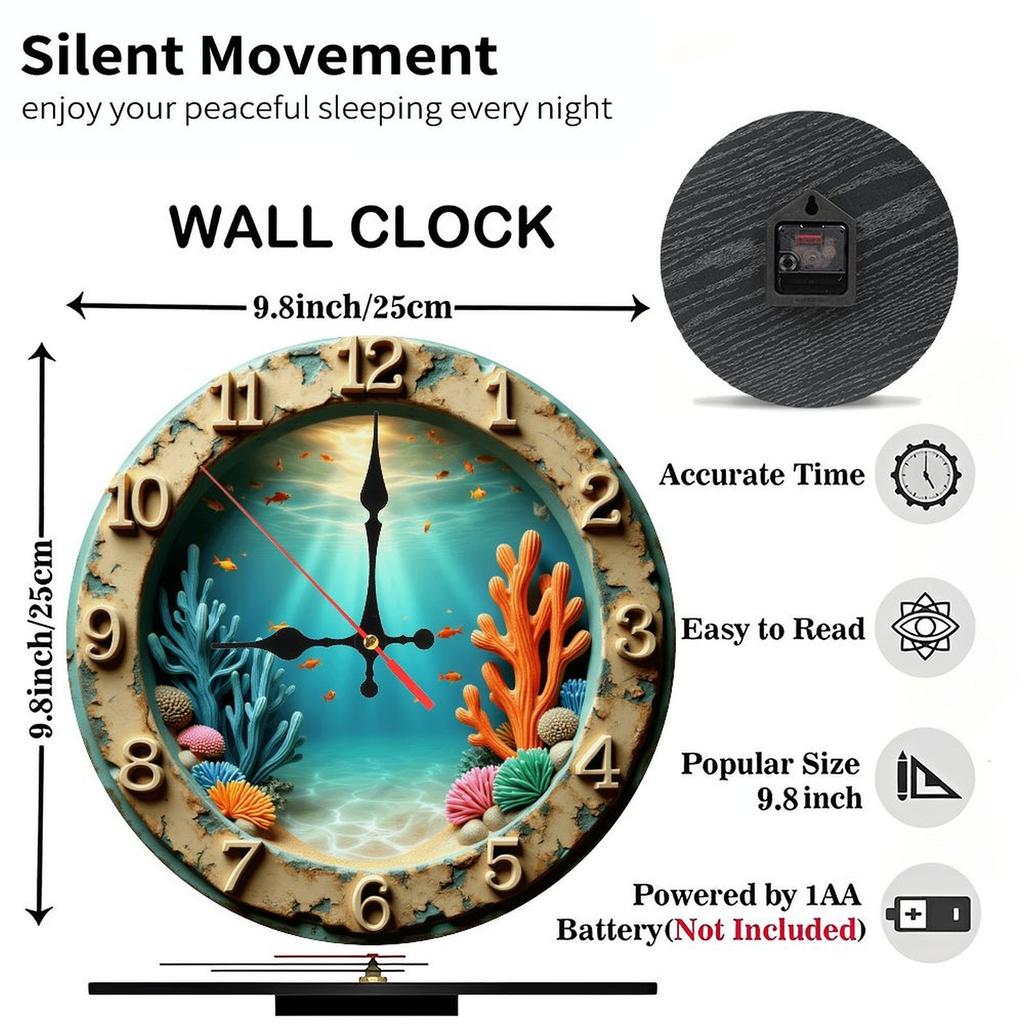 25x25cm Wood Wall Clock with a Bark Edge for a Truly Natural Look