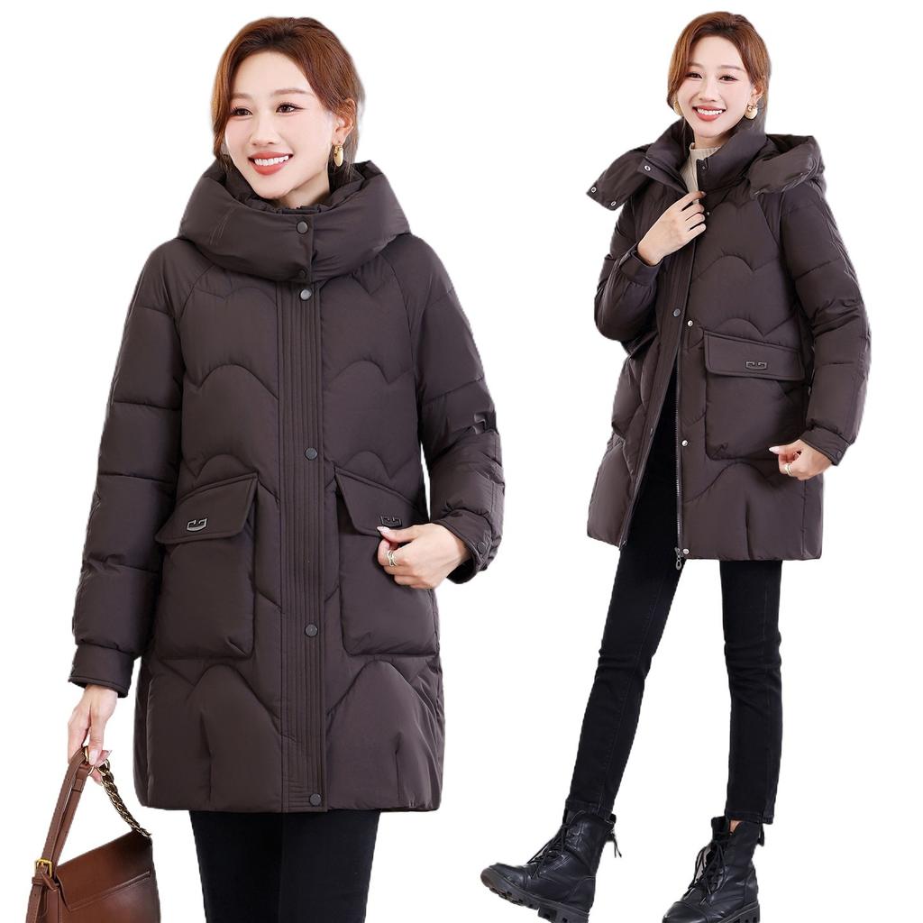 New winter hooded cotton-padded clothes women's medium and long cotton-padded clothes plus size women's clothes thickened cotton-padded jacket