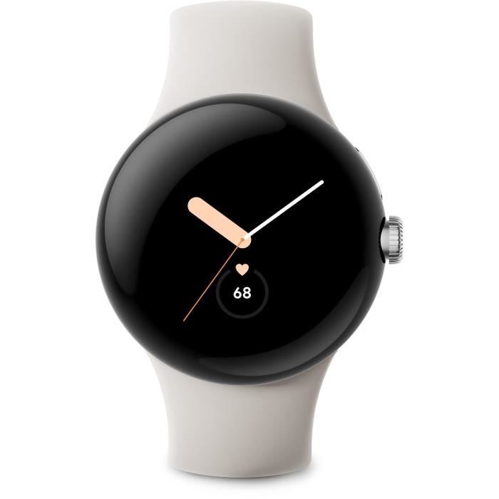 Montre connectée google pixel watch - 41 mm - argent poli actif - bracelet chalk