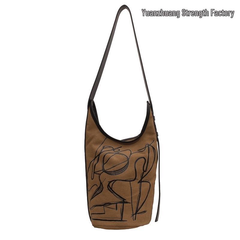 

Graffiti Canvas Crossbody Bag - Fashionable Summer Colorblock Casual Bucket Bag for Women