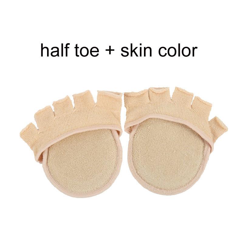 

1 пара подушечек-разделителей пальцев ног, эластичные подушечки для ухода за ногами, полустельки, носки с пятью пальцами, поддерживающие подушечки для пальцев ног телесный