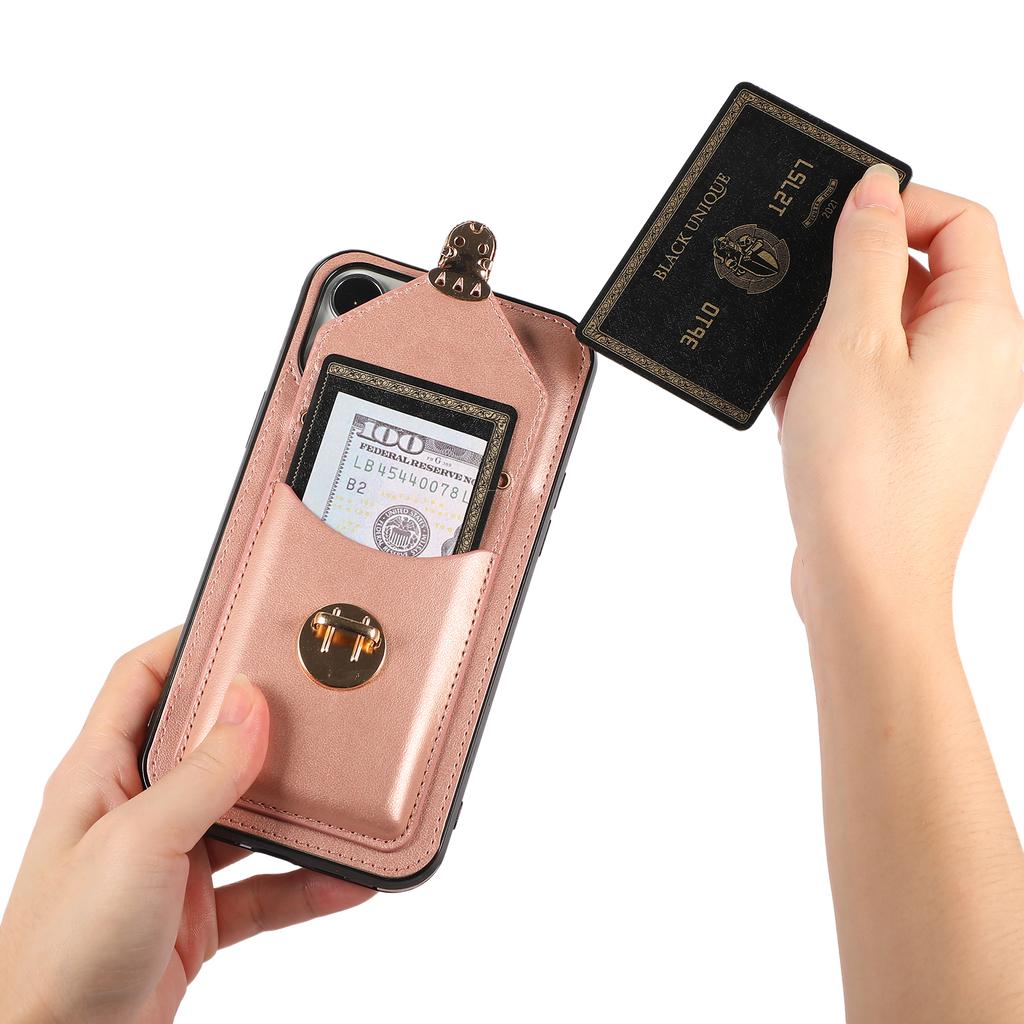 Crossbody Leder Portemonnaie Hülle Kartensteckplatz Halter Metallschnalle für iPhone 15 14Plus 13 12 11 Pro Max XSMAX für Samsung S24 S23 S22 S21 Ultra Plus A14 A54