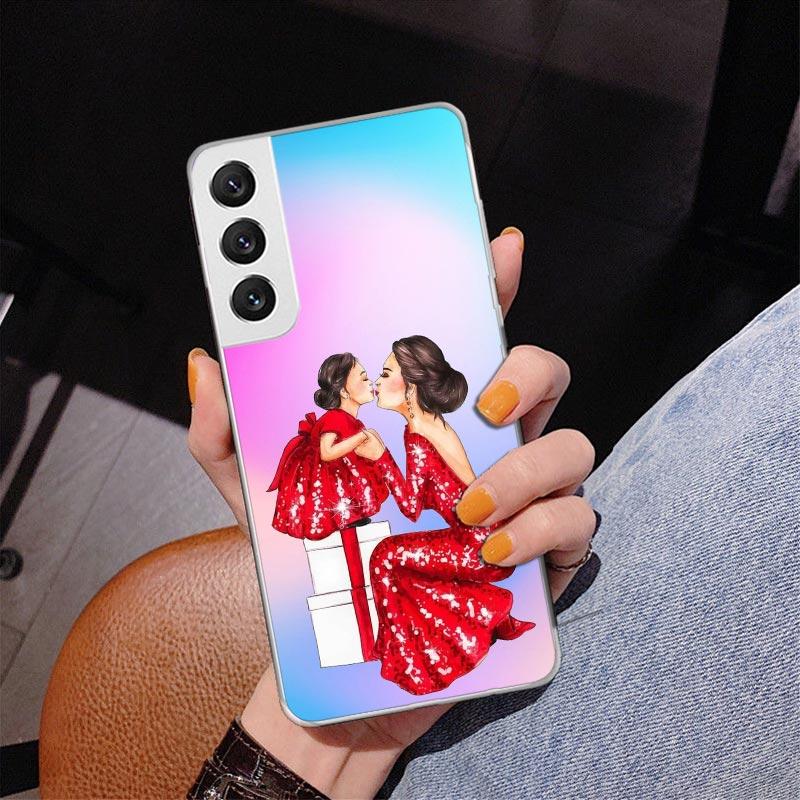 

Woman Fashion Girl Super Mom Baby Phnoe Case for Samsung Galaxy S26 S25 Edge S23 S24 Ultra S22 Plus S21 S20 FE Unique Cover Soft Samsung S21 Ultra