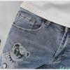 Men's Korean Style Slim-Fit Elastic Jeans with Bear Print