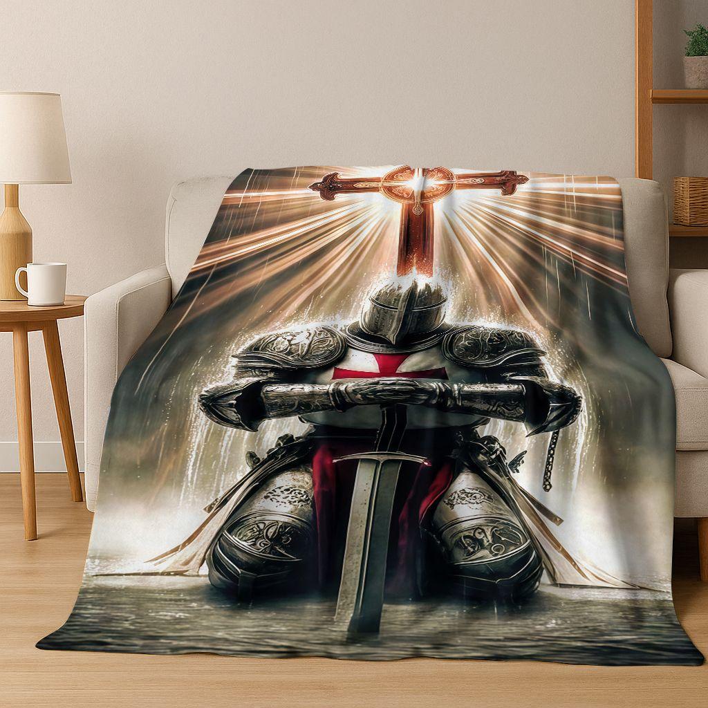 Templar Blood Knight Honor Holy Crusader Cartoon Flannel Blanket,Cozy Soft Throw Blanket for Home Bedroom Bed Sofa Cover Gift