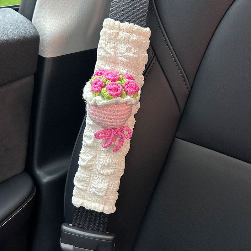 Car Seatbelt Shoulder Pad Anti-Neck-Strangling Cartoon Cute High-End Car Interior Decoration Car Child Protection Cover for Women