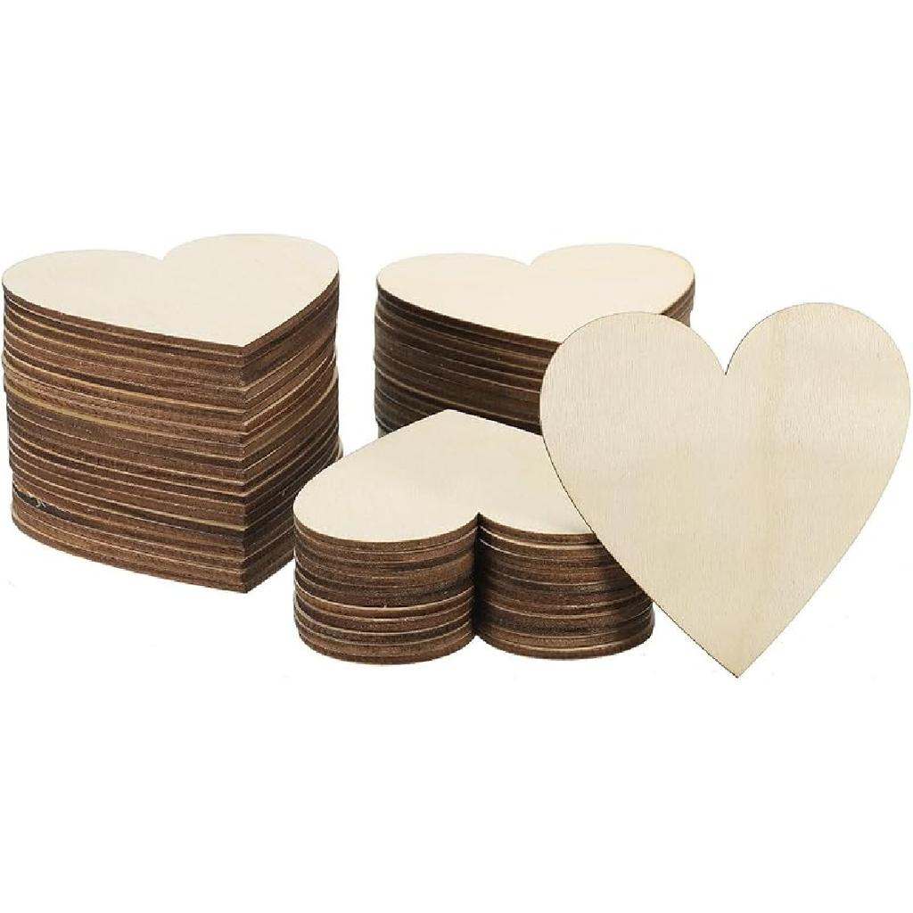 PATIKIL 80mm Wooden Hearts, 50 Pack Unfinished Wood Hearts Blank Wooden Cutouts Ornaments Natural Wood Pieces for Christmas Party Craft Projects