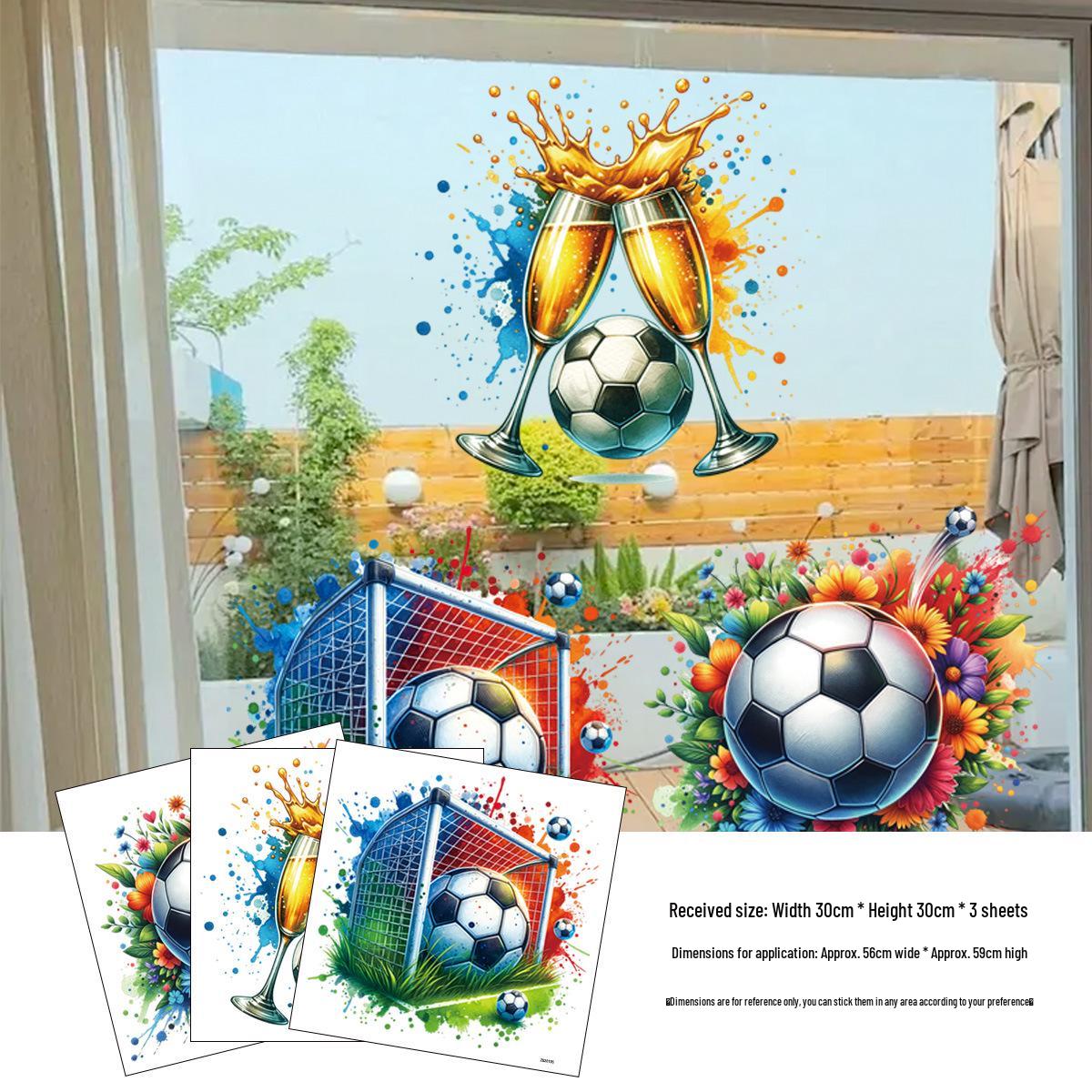 

2026 World Cup Football Celebration Decorative Window Stickers – Fan Support Adhesive Strips 30cm x 30cm x 3 sheets (OPP Bag)