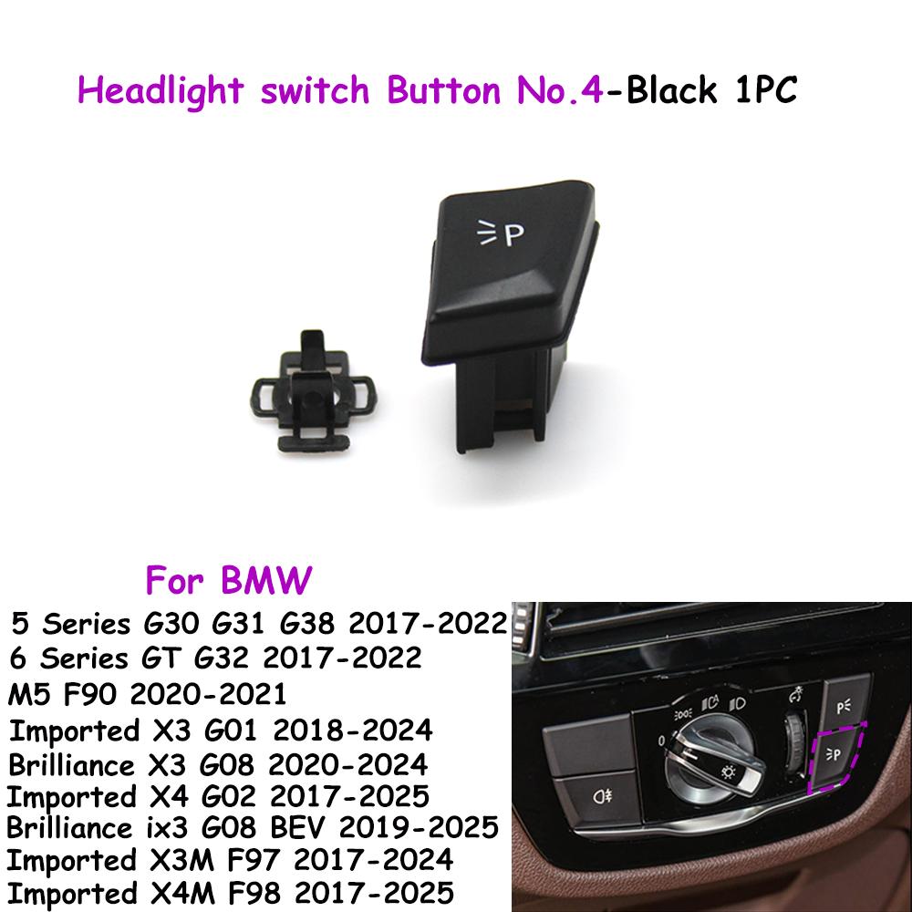 

G30 G31 G32 F90 G01 G02 G08 F97 F98 Car Headlight Switch Rotary Knob Head Lamp Switch Button For BMW 5 6 X3 X4 ix3 M5 X3M X4M No. 4 Button