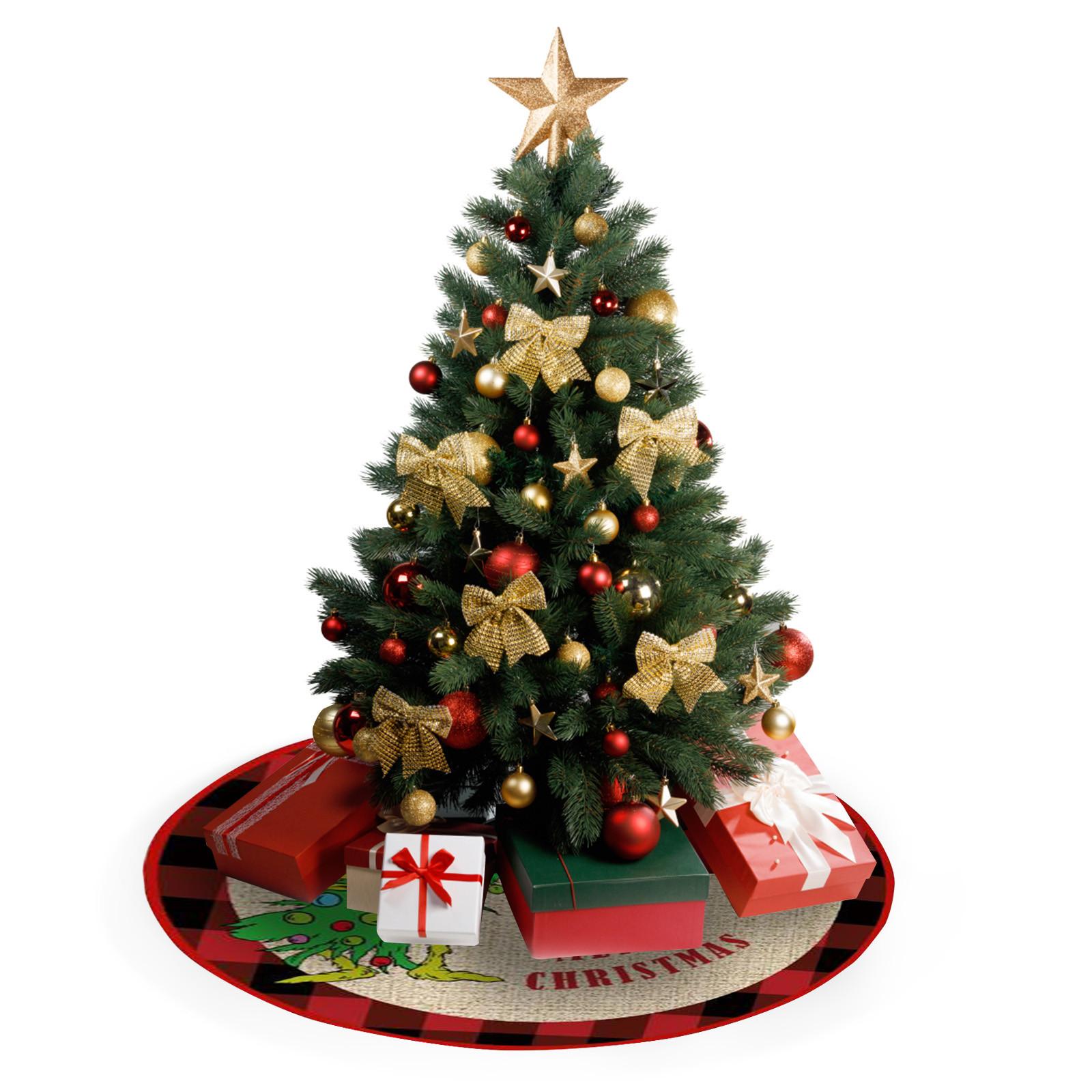 

Рождественские украшения, льняная елочная юбка с принтом, реквизит для украшения, 90 см