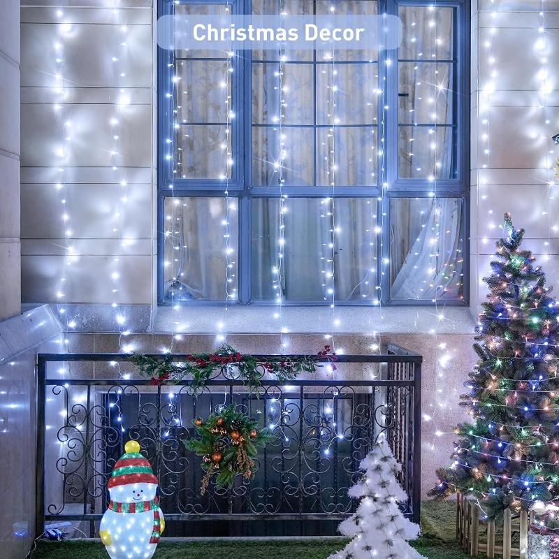 

Светодиодные гирлянды-шторы Теплые сказочные гирлянды Фестивальное освещение Радужная лампа для окна Дом Спальня Свадьба Рождественское украшение 3*1M100LED-white