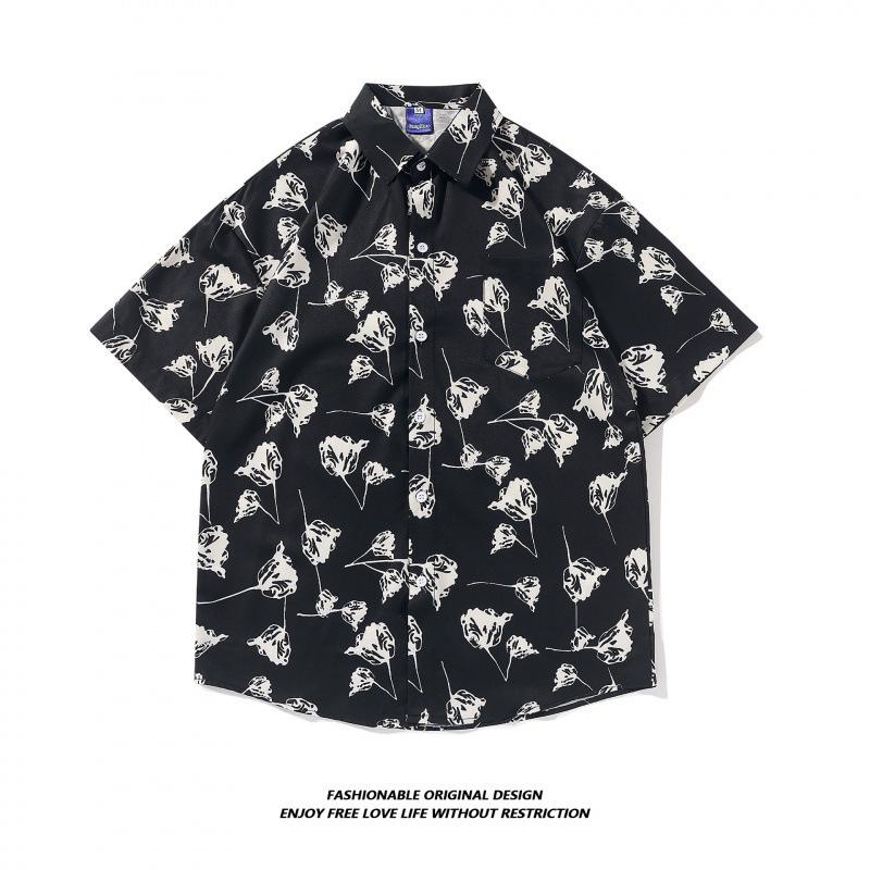 Beach Short-sleeve Floral Shirt for Men and Women, Couple Style, New Summer Seaside Hawaiian Shirt