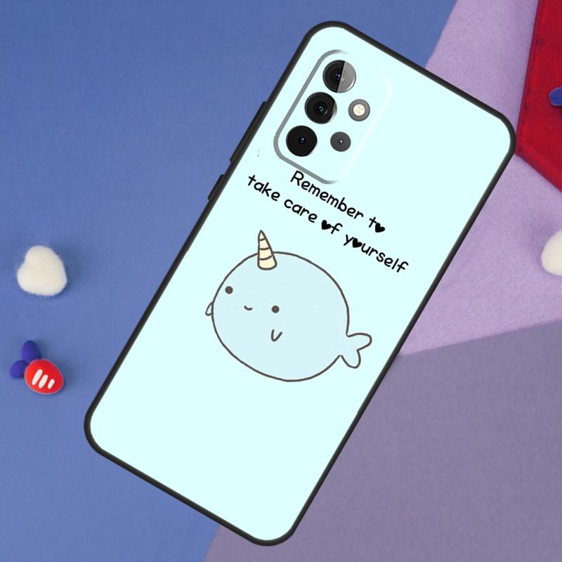Cute Sea Narwhal Quotes Case For Samsung Galaxy A13 A16 A26 A36 A56 A06 A55 A35 A15 A54 A34 A14 A53 A12 A22 A32 A52