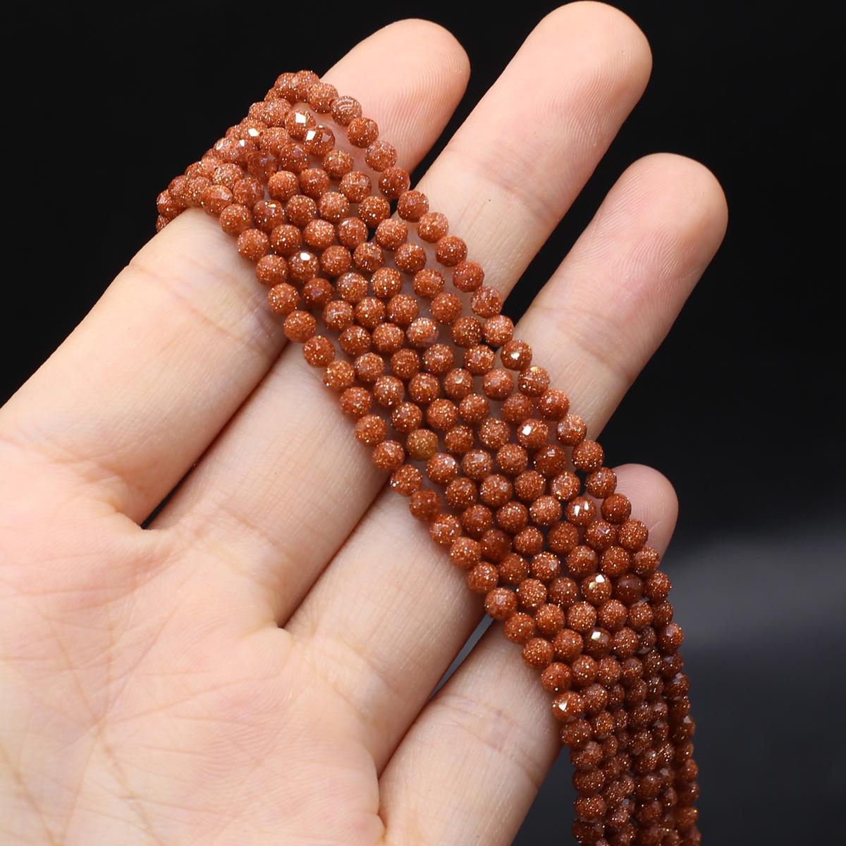 

Граненые бусины из натурального камня, турмалин/золотой песок, изолированные бусины для изготовления ювелирных изделий, ожерелье, браслет, серьги, аксессуар 3mm