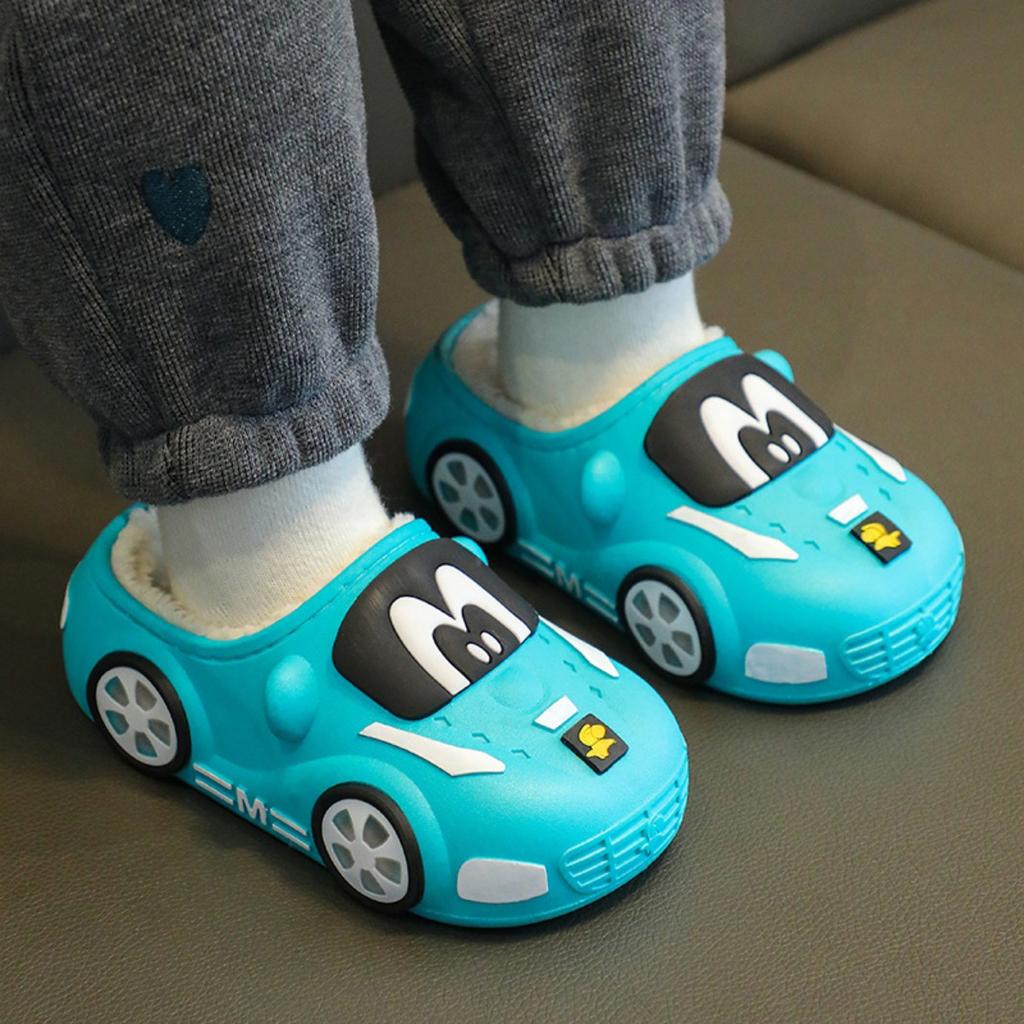 Winter Children's Cotton Slippers for Boys and Girls, Waterproof, Cute, Indoor, Non Slip, Soft Bottom with Plush Insulation Bag and Cotton Mop