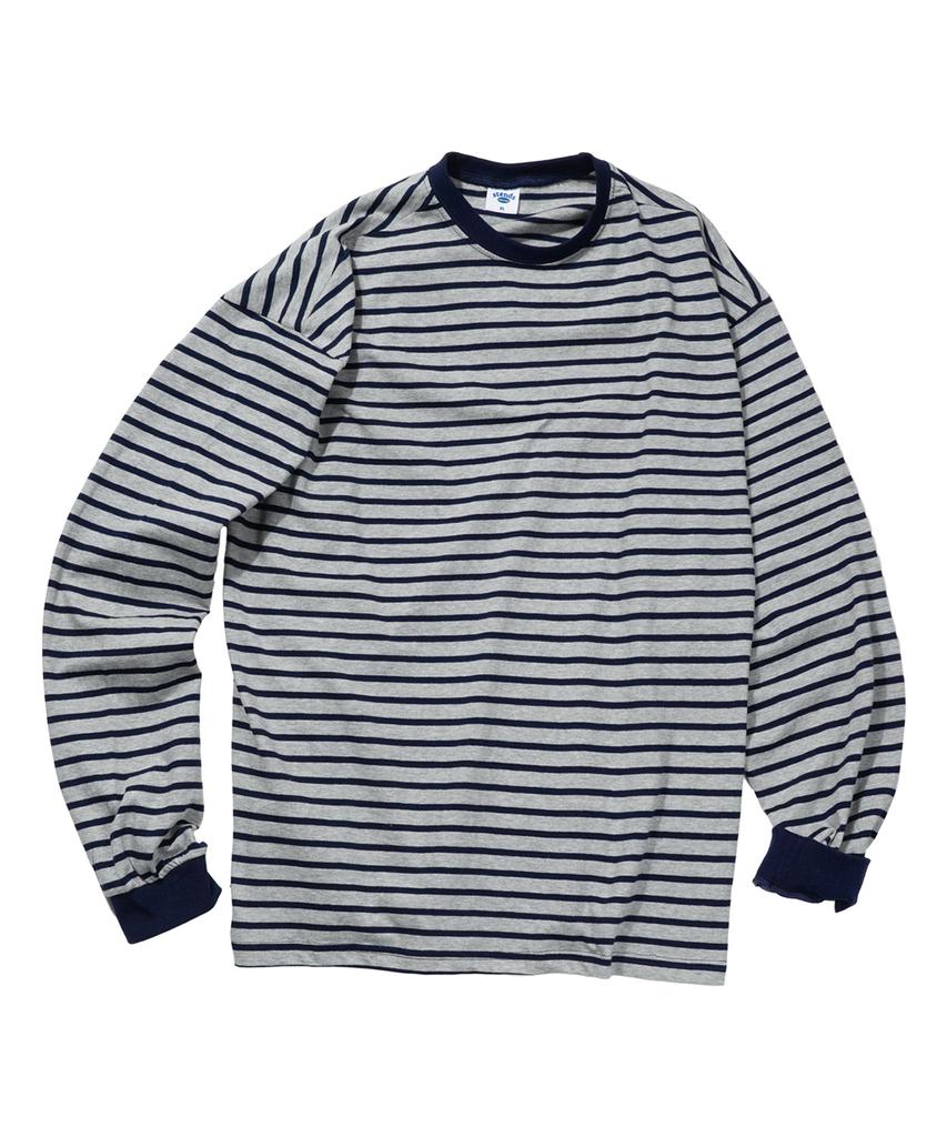 STENDS [M~4Xl] Striped Long Sleeve T-Shirt_Gray
