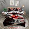 3pcs Japanese Landscape Bedding Sets 3D Printed Red Sunset And Pine Tree Duvet Cover Sets With Pillowcases No Filling