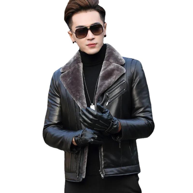 New Winter Leather Jacket Men's PU Sports Jacket Men's Slim Fit Casual Sports Jacket Men's Suit Collar Coat