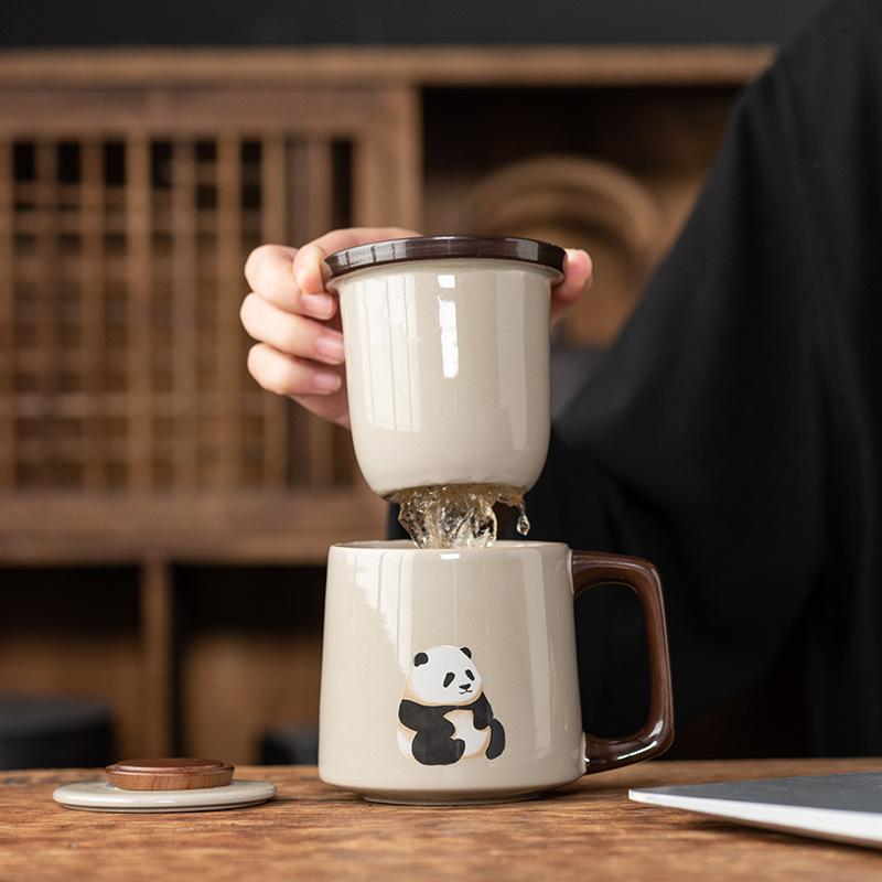 Ceramic Tea Cup Tea Separation With Lid Filter Household Office Water Cup Men'S And Women'S Tea Ceremony Cup