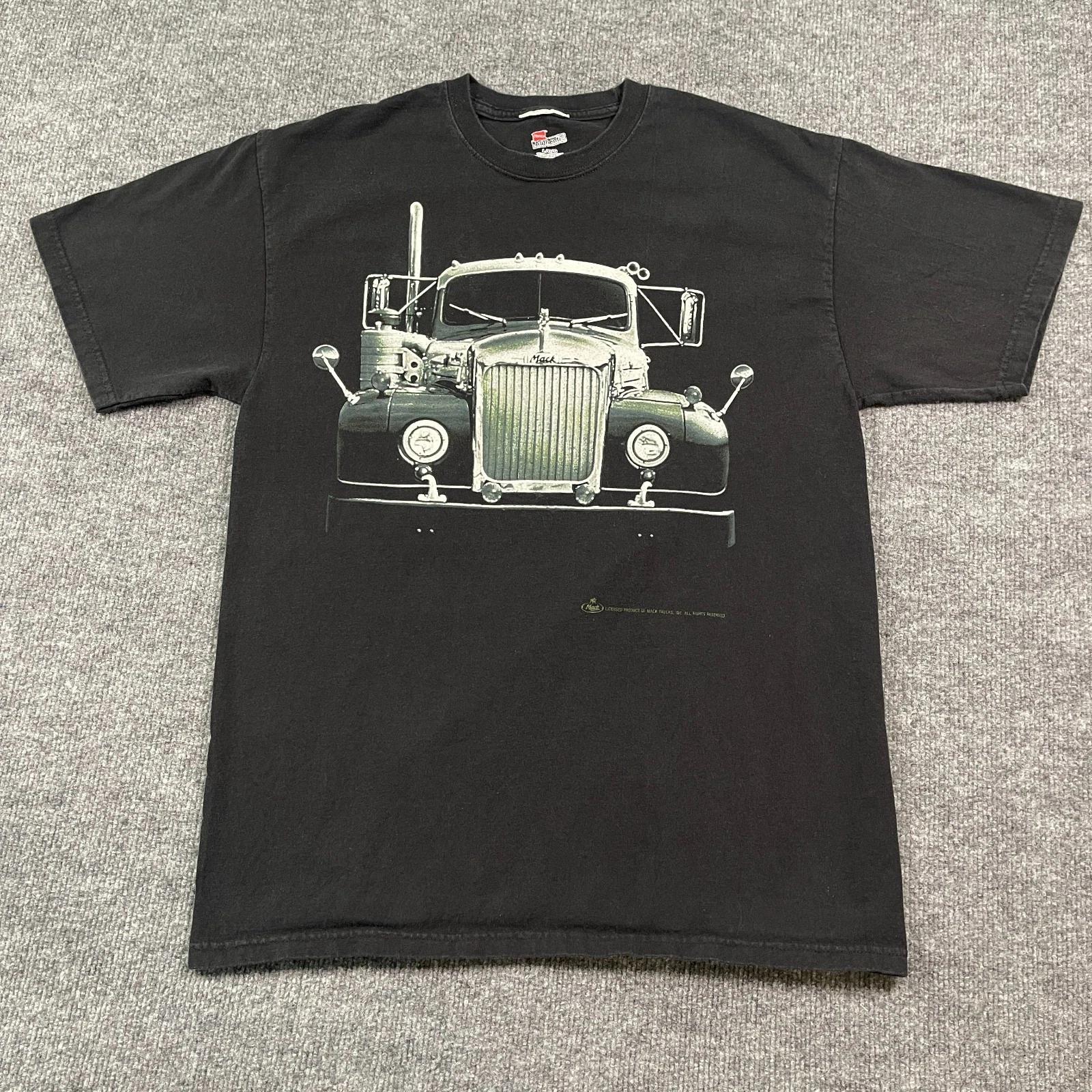 Mack Truck Art T Shirt Medium 20x28 Black Hanes S