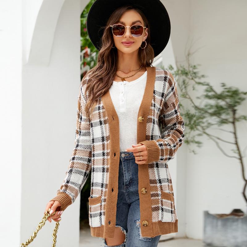 2023 Autumn/Winter Women's Diamond Knit Cardigan and Sweater