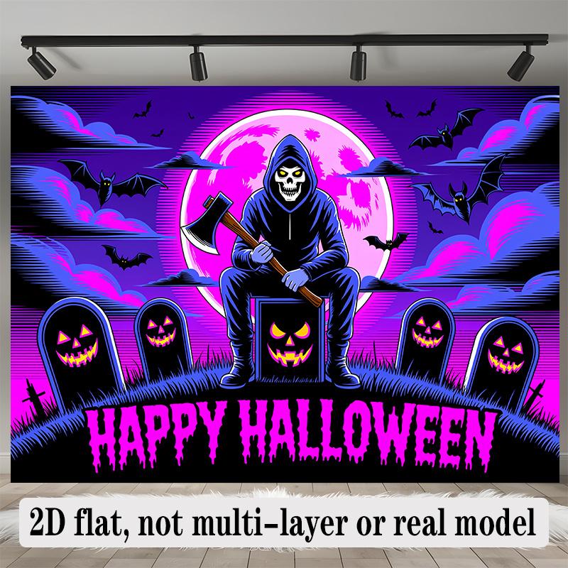 Party Backdrop Halloween Flat Banners Spooky Skeleton Pumpkin Celebrations Wedding Enthusiasts Celebration Photo Booth Front Door Decor