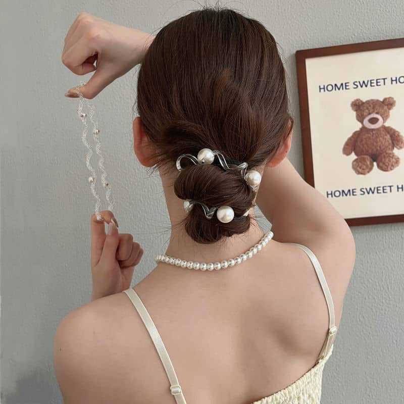 4PCS Telephone Line Hair Loop Does Not Damage Hair Rubber Band Hair Accessories Female Headwear Pearl Telephone Line Rope