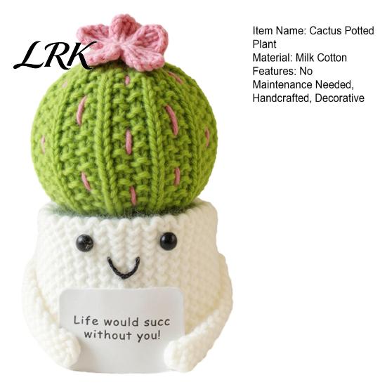 Fake Cactus Decoration Crochet Potted Plants, Handmade Knitted for Home Office Car Plant Decor Decoration, Decorative Plants Lasting Beauty,