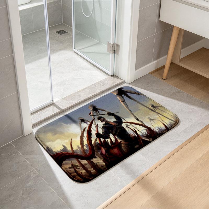 Halflife Flannel Kitchen Mat Christmas Soft Area Rug Non Slip Floor Carpet Home Decoration