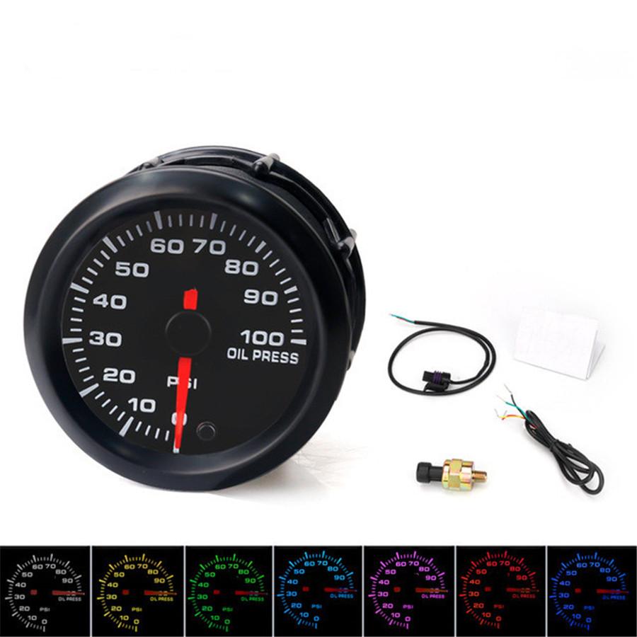 0-100 PSI Range Oil Pressure Gauge LED Display 2 Inches 52MM 7 Colors Optional