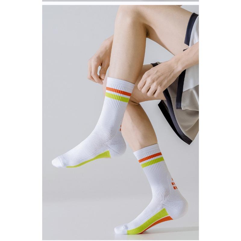 

Мужские спортивные носки для бега, баскетбольные амортизирующие и износостойкие, махровые впитывающие пот, устойчивые к запаху и дышащие носки средней длины 1 pair зелёный/оранжевый