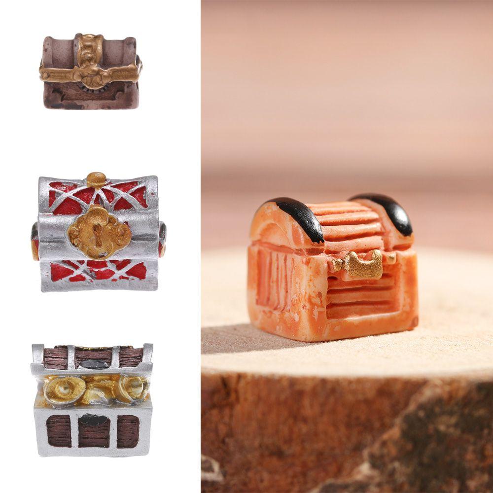 Creative Micro Landscape Doll House Ornament Treasure Chest Figurine Pirate Adventure Game Miniature Cashbox Jewelry Box