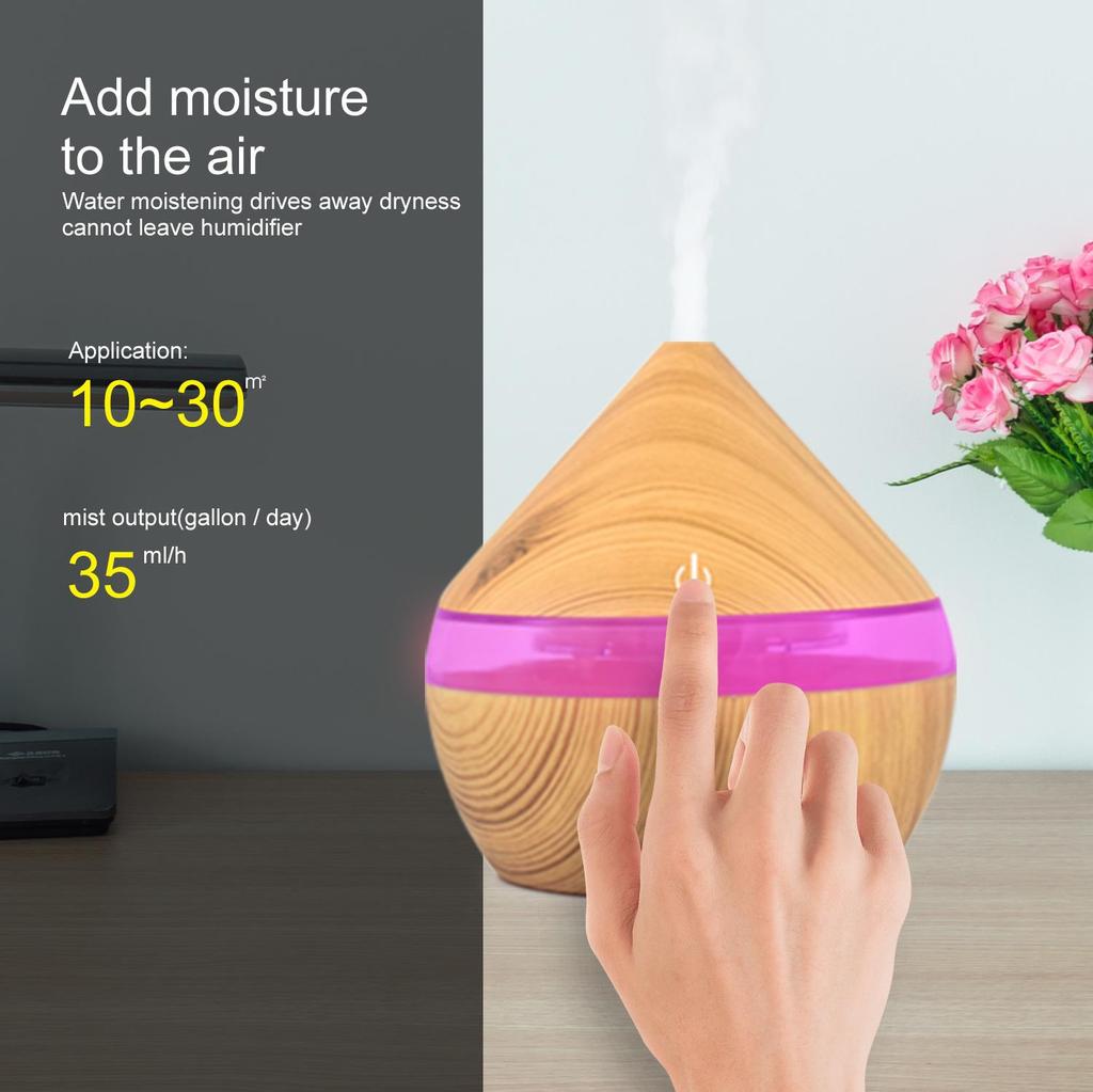 Ultrasonic Wood Grain Essential Oil Diffuser and Humidifier for Home