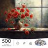 500pcs Advanced Jigsaw Puzzle Suitable for - Vibrant Red Poppy Window Scene with Hazy View, Portable Rectangular Brain for, Wedding Gifts, Cultural Di