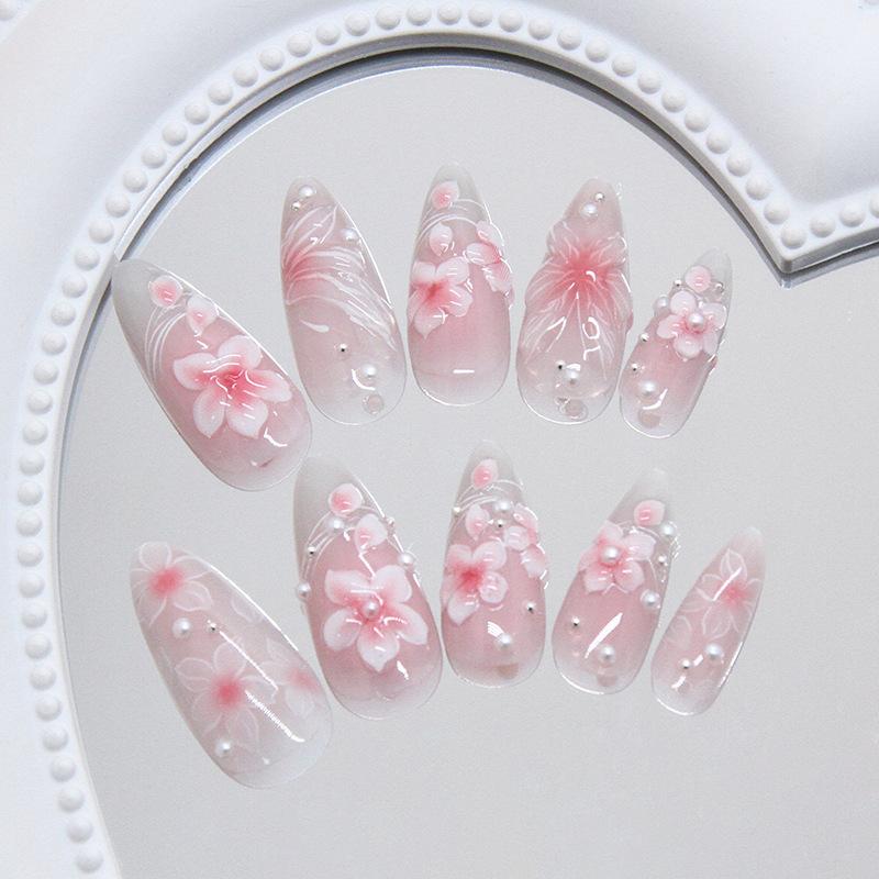 Three-dimensional Ice Flower Lines Smudging Gradual Change Temperament Sweet and Versatile Detachable Wearable Armor 24 Pieces
